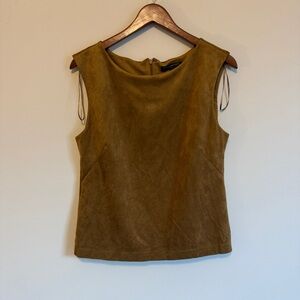 Faux Suede Sleeveless Top Womens M Shirt Blouse Layer Brown Banana republic 90s